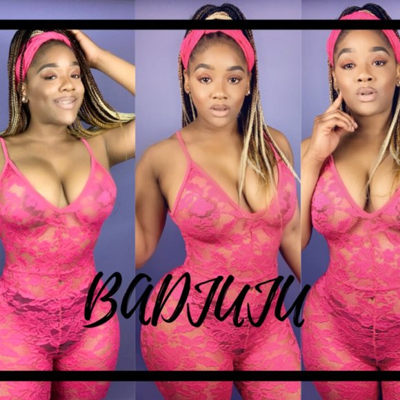 PINK LACE JUMPSUIT - Picture 1 of 2